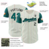 Custom Cream Teal Pinstripe Black Authentic Two Tone Baseball Jersey