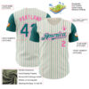 Custom Cream Teal Pinstripe White-Pink Authentic Two Tone Baseball Jersey