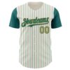 Custom Cream Teal Pinstripe Old Gold Authentic Two Tone Baseball Jersey