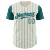 Custom Cream Teal Pinstripe Gray Authentic Two Tone Baseball Jersey