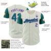 Custom Cream Teal Pinstripe Purple Authentic Two Tone Baseball Jersey