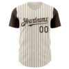 Custom Cream Brown Pinstripe Brown Authentic Two Tone Baseball Jersey