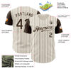 Custom Cream Brown Pinstripe Brown Authentic Two Tone Baseball Jersey