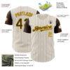 Custom Cream Brown Pinstripe Gold Authentic Two Tone Baseball Jersey