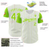 Custom White Neon Green Pinstripe Neon Green Authentic Two Tone Baseball Jersey