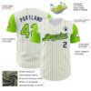 Custom White Neon Green Pinstripe Navy Authentic Two Tone Baseball Jersey