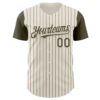 Custom Cream Olive Pinstripe Olive Authentic Two Tone Baseball Jersey