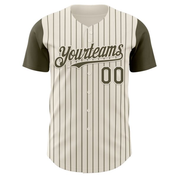 Custom Cream Olive Pinstripe Olive Authentic Two Tone Baseball Jersey