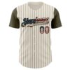 Custom Cream Olive Pinstripe Vintage USA Flag-Black Authentic Two Tone Baseball Jersey