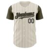 Custom Cream Olive Pinstripe Black Authentic Two Tone Baseball Jersey