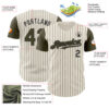 Custom Cream Olive Pinstripe Black Authentic Two Tone Baseball Jersey