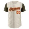 Custom Cream Olive Pinstripe Orange Authentic Two Tone Baseball Jersey