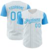 Custom White Sky Blue Pinstripe Sky Blue Authentic Two Tone Baseball Jersey