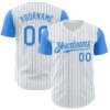 Custom White Electric Blue Pinstripe Electric Blue Authentic Two Tone Baseball Jersey