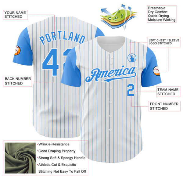 Custom White Electric Blue Pinstripe Electric Blue Authentic Two Tone Baseball Jersey