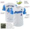 Custom White Electric Blue Pinstripe Navy Authentic Two Tone Baseball Jersey