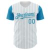 Custom White Panther Blue Pinstripe Panther Blue Authentic Two Tone Baseball Jersey