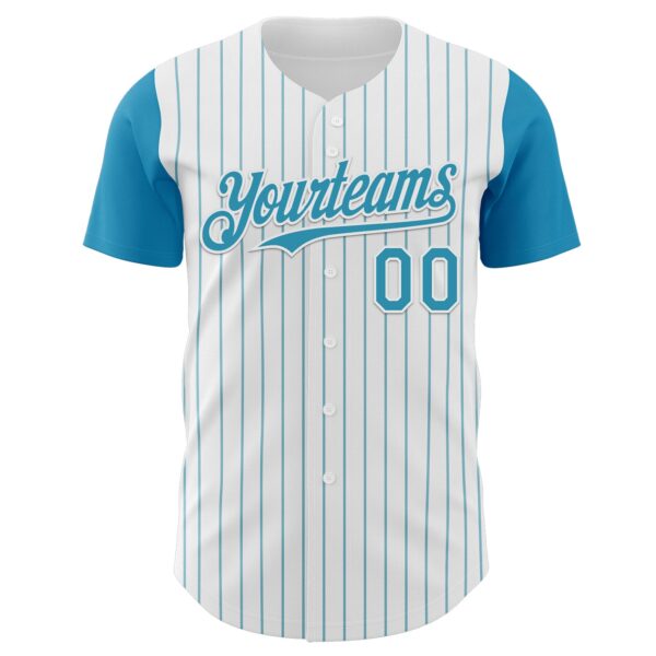 Custom White Panther Blue Pinstripe Panther Blue Authentic Two Tone Baseball Jersey