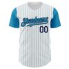 Custom White Panther Blue Pinstripe Navy Authentic Two Tone Baseball Jersey