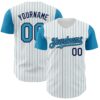 Custom White Panther Blue Pinstripe Navy Authentic Two Tone Baseball Jersey