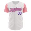 Custom White Medium Pink Pinstripe Purple Authentic Two Tone Baseball Jersey
