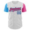 Custom White Black Pinstripe Sky Blue-Pink Authentic Two Tone Baseball Jersey
