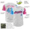 Custom White Black Pinstripe Sky Blue-Pink Authentic Two Tone Baseball Jersey