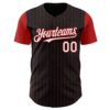 Custom Black Red Pinstripe White Authentic Two Tone Baseball Jersey