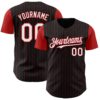 Custom Black Red Pinstripe White Authentic Two Tone Baseball Jersey