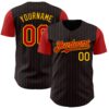 Custom Black Red Pinstripe Gold Authentic Two Tone Baseball Jersey