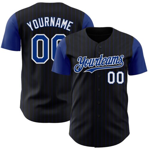 Custom Black Royal Pinstripe White Authentic Two Tone Baseball Jersey