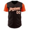 Custom Black Orange Pinstripe White Authentic Two Tone Baseball Jersey
