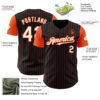 Custom Black Orange Pinstripe White Authentic Two Tone Baseball Jersey