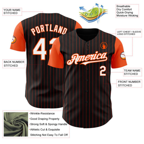Custom Black Orange Pinstripe White Authentic Two Tone Baseball Jersey