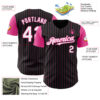 Custom Black Pink Pinstripe White Authentic Two Tone Baseball Jersey