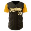 Custom Black Gold Pinstripe White Authentic Two Tone Baseball Jersey