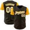 Custom Black Gold Pinstripe White Authentic Two Tone Baseball Jersey