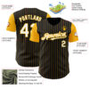 Custom Black Gold Pinstripe White Authentic Two Tone Baseball Jersey