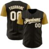 Custom Black Old Gold Pinstripe White Authentic Two Tone Baseball Jersey