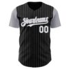 Custom Black Gray Pinstripe White Authentic Two Tone Baseball Jersey