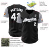 Custom Black Gray Pinstripe White Authentic Two Tone Baseball Jersey