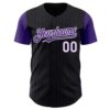 Custom Black Purple Pinstripe White Authentic Two Tone Baseball Jersey
