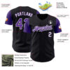 Custom Black Purple Pinstripe White Authentic Two Tone Baseball Jersey