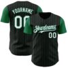 Custom Black Kelly Green Pinstripe White Authentic Two Tone Baseball Jersey