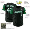 Custom Black Kelly Green Pinstripe White Authentic Two Tone Baseball Jersey