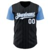 Custom Black Light Blue Pinstripe White Authentic Two Tone Baseball Jersey