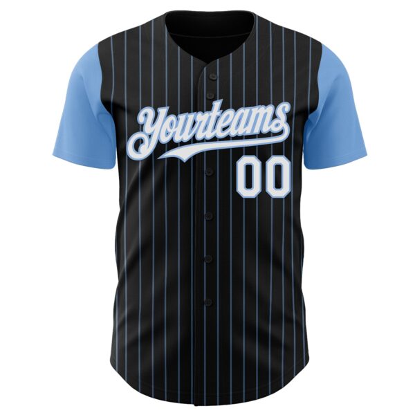 Custom Black Light Blue Pinstripe White Authentic Two Tone Baseball Jersey