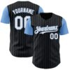 Custom Black Light Blue Pinstripe White Authentic Two Tone Baseball Jersey