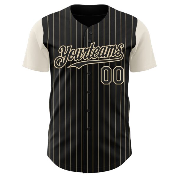 Custom Black Cream Pinstripe Cream Authentic Two Tone Baseball Jersey