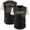 Custom Black Cream Pinstripe Cream Authentic Two Tone Baseball Jersey